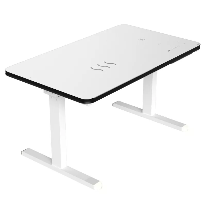 Біла скляна дошка подвійний стіл підйому