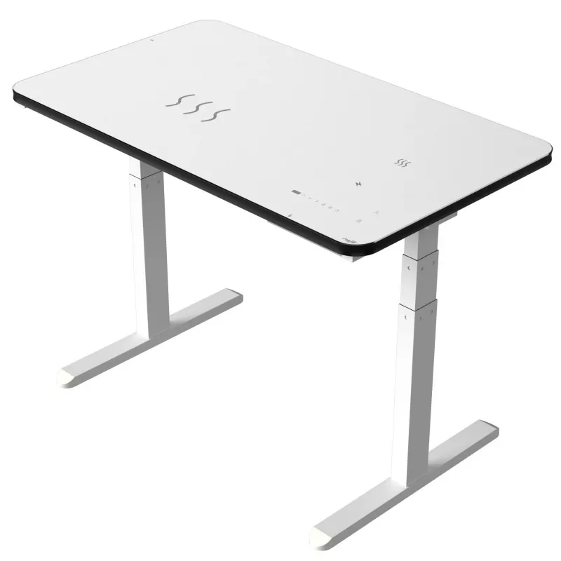 Біла скляна дошка подвійний стіл підйому