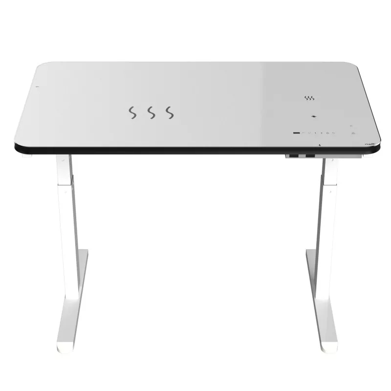 Біла скляна дошка подвійний стіл підйому