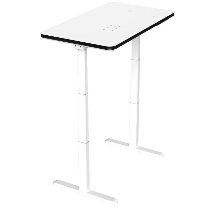 Біла скляна дошка подвійний стіл підйому